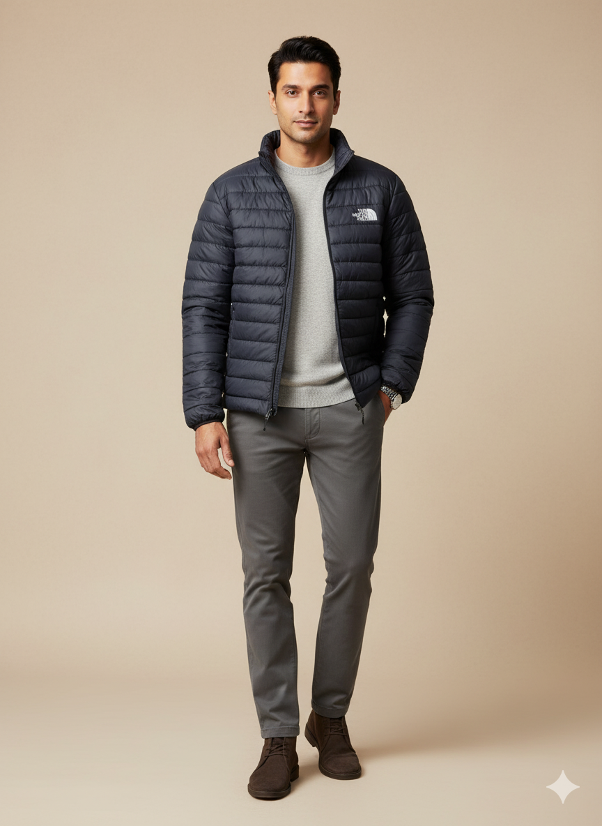 Men's Puffer Jacket - Navy Blue