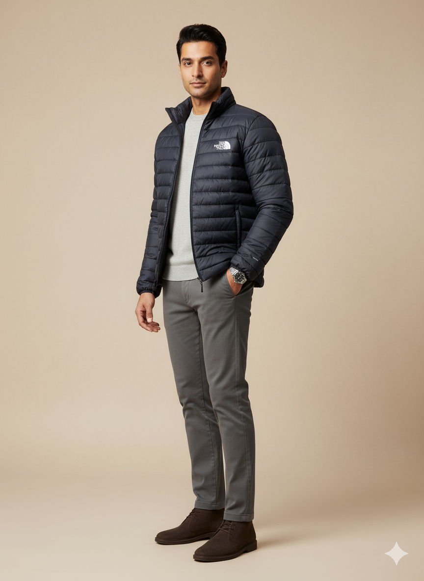 Men's Puffer Jacket - Navy Blue