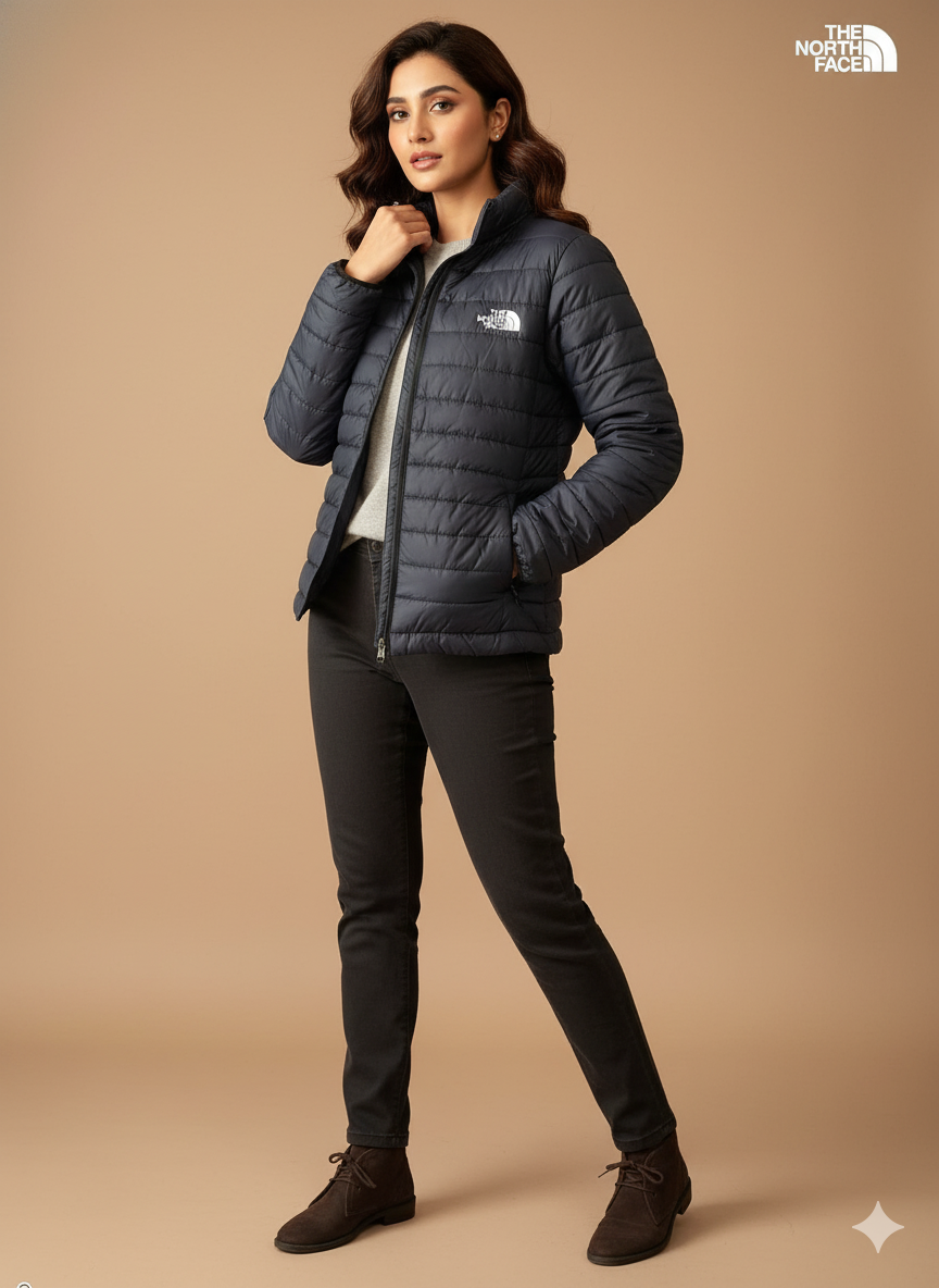 Women's Puffer Jacket - Navy Blue