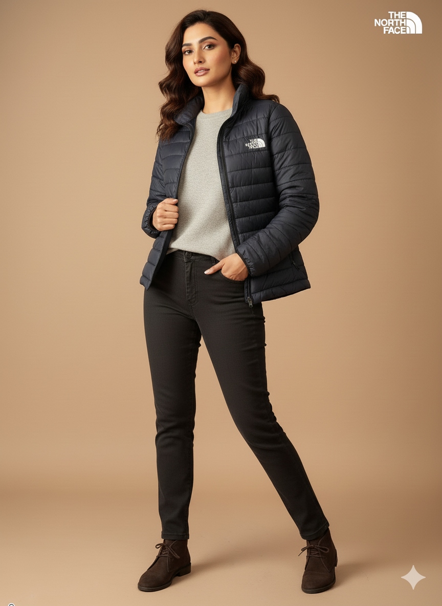 Women's Puffer Jacket - Navy Blue