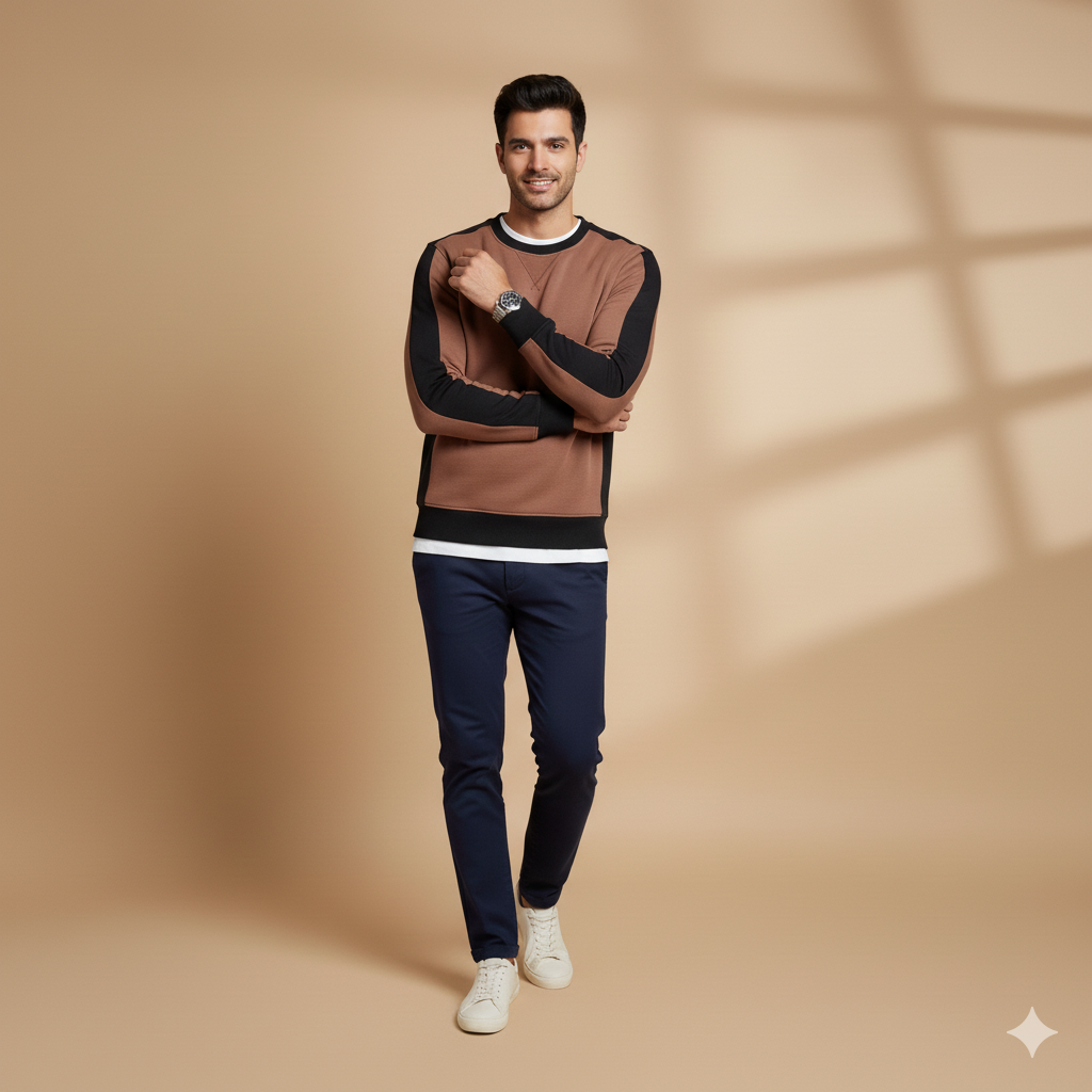 Coreline Crew Sweatshirt - Brown & Black