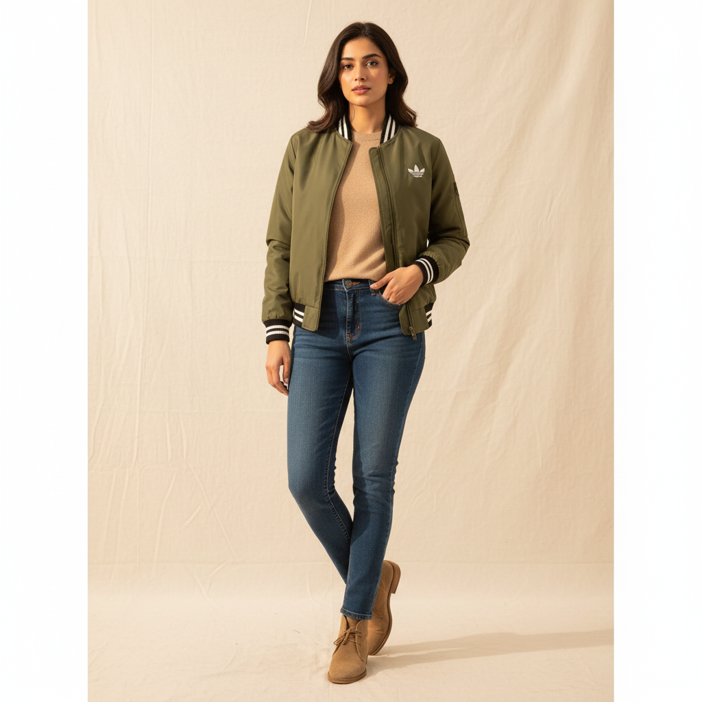 Women's Bomber Jacket - Olive Green
