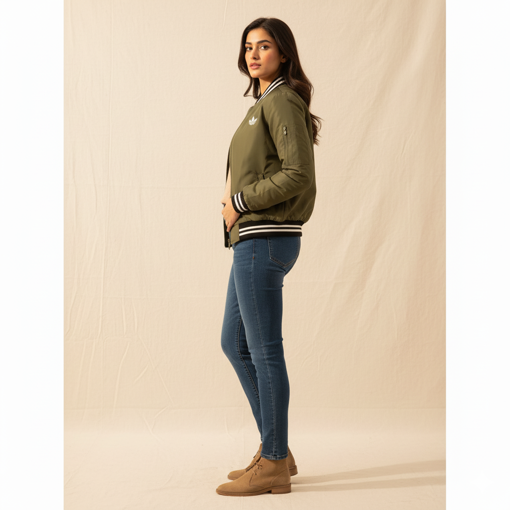 Women's Bomber Jacket - Olive Green