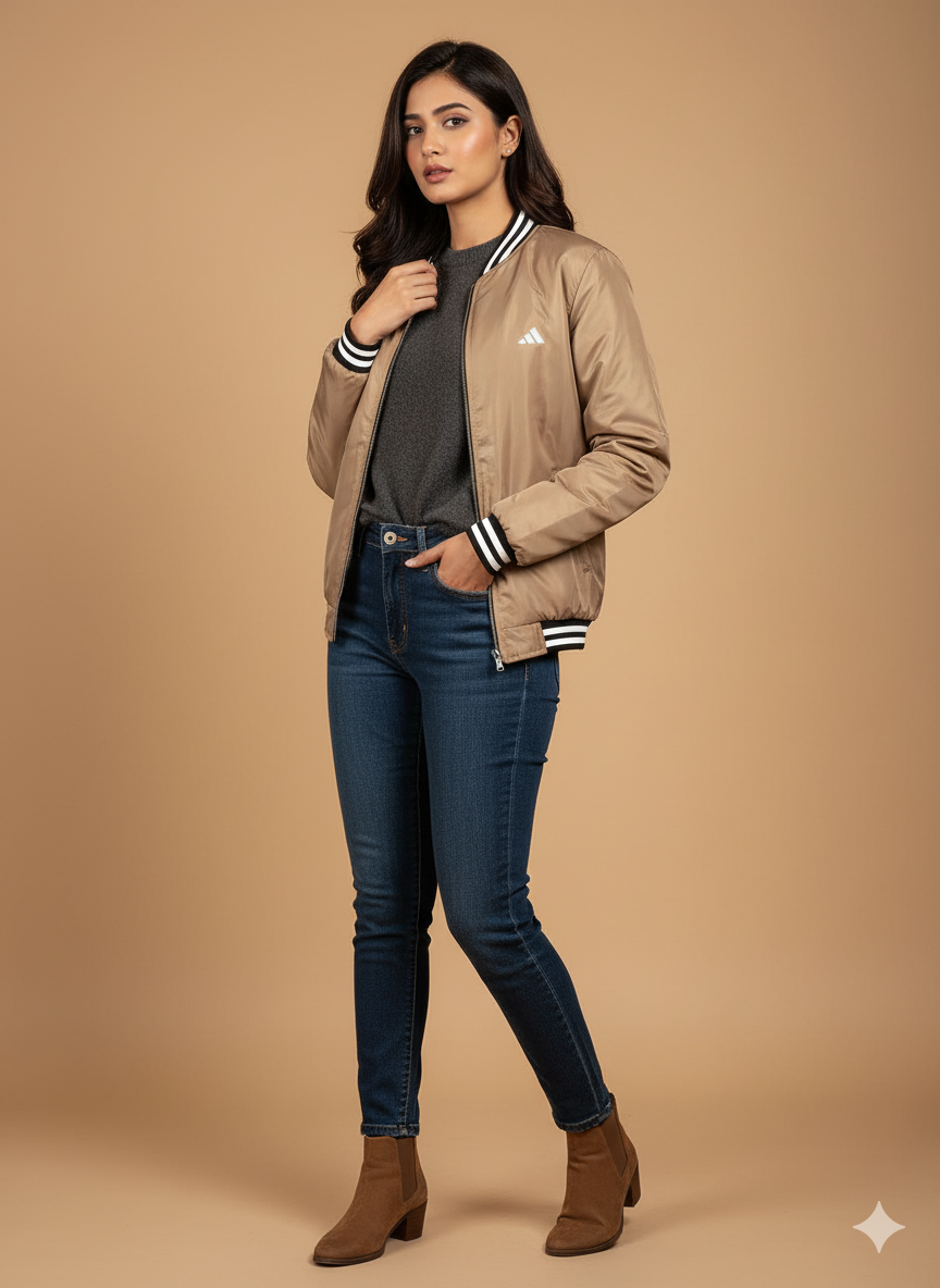 Women's Bomber Jacket - Beige