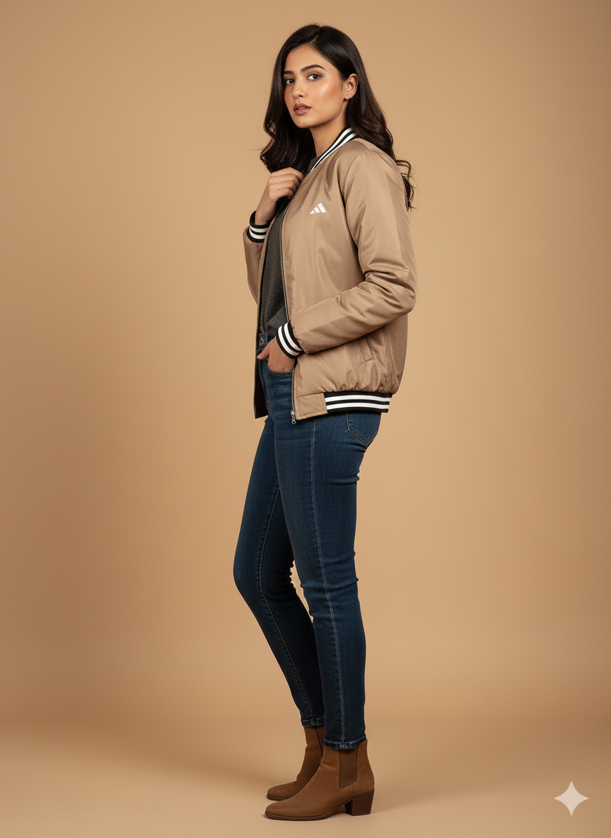 Women's Bomber Jacket - Beige