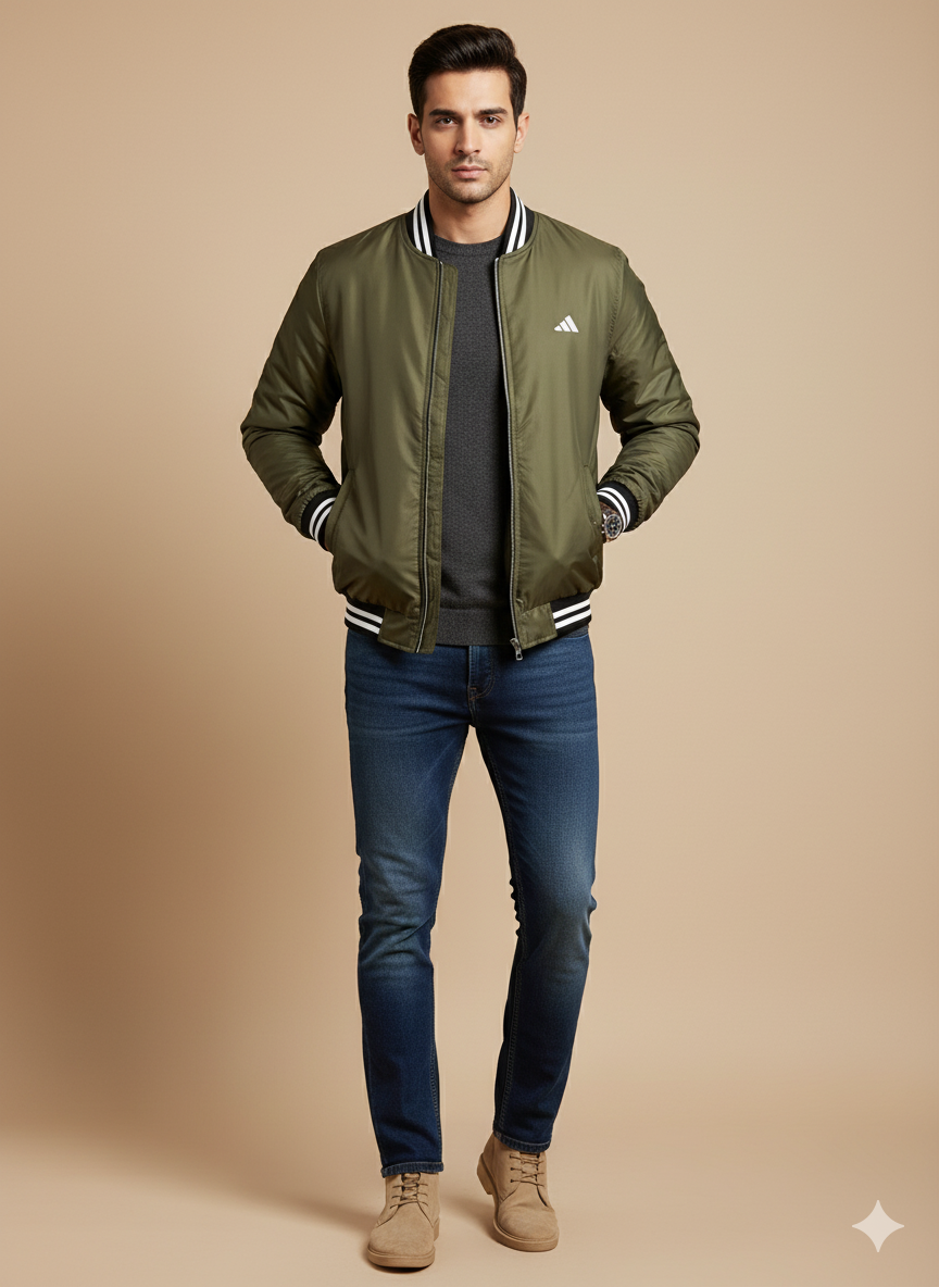 Men's Bomber Jacket - Olive Green