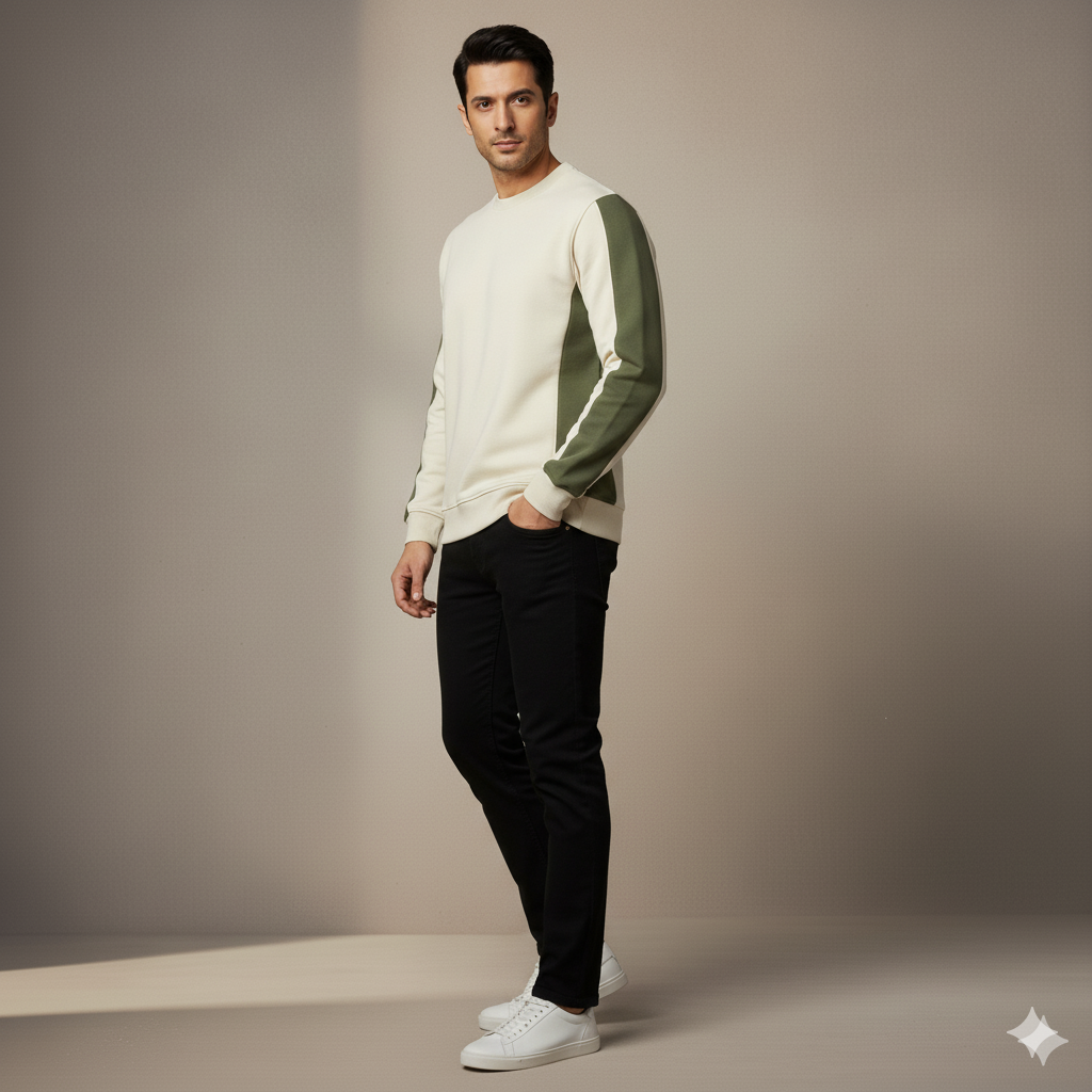 Coreline Crew Sweatshirt - White & Green