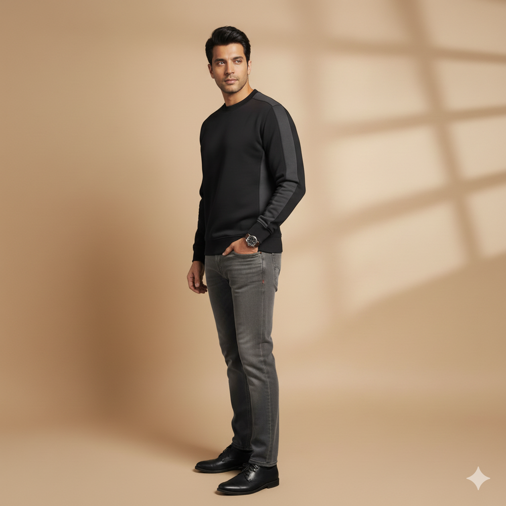 Coreline Crew Sweatshirt - Black & Charcoal