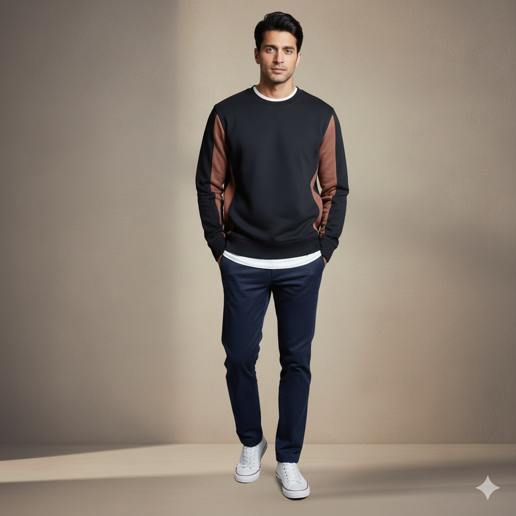 Coreline Crew Sweatshirt - Black & Brown