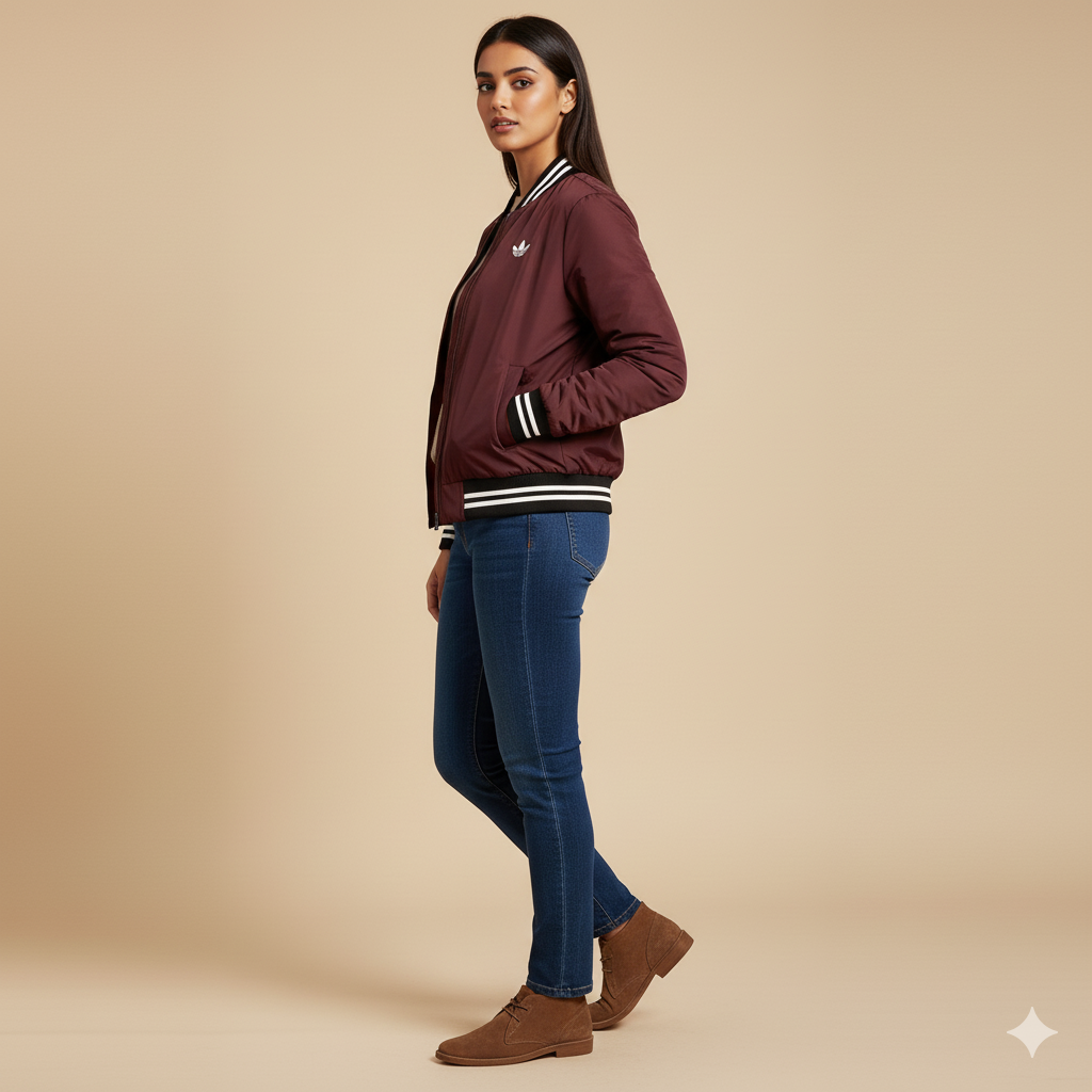 Women's Bomber Jacket - Burgundy