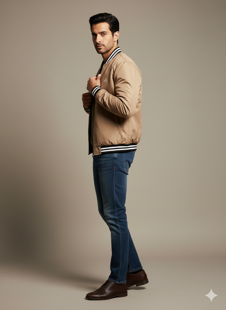 Men's Bomber Jacket - Beige